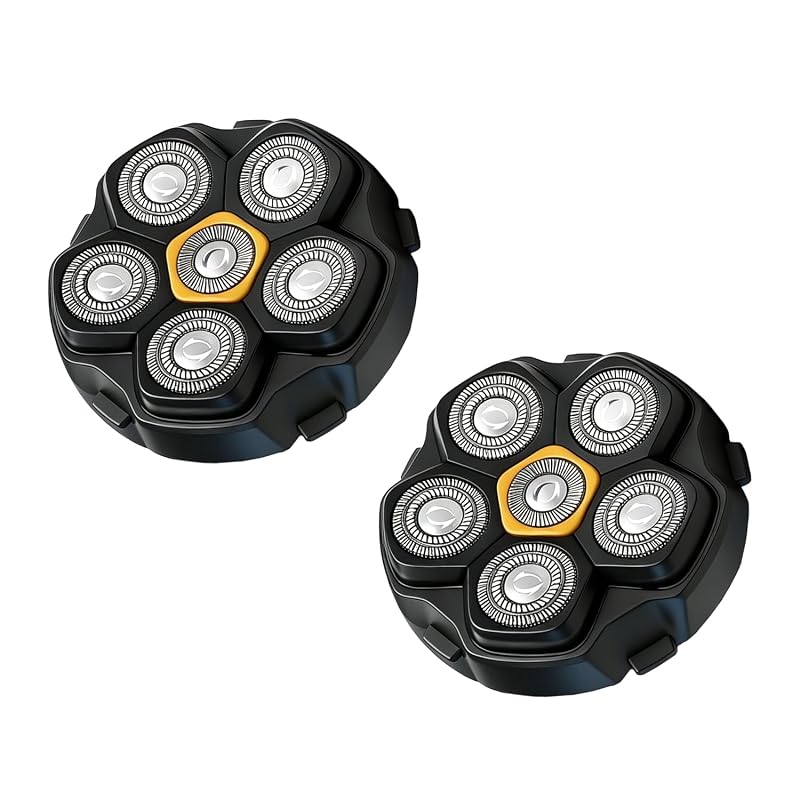 Cabeças de reposição magnéticas com 6 lâminas para barbeadores elétricos FUHKQE, compatíveis com barbeadores rotativos 6D, pacote com 2