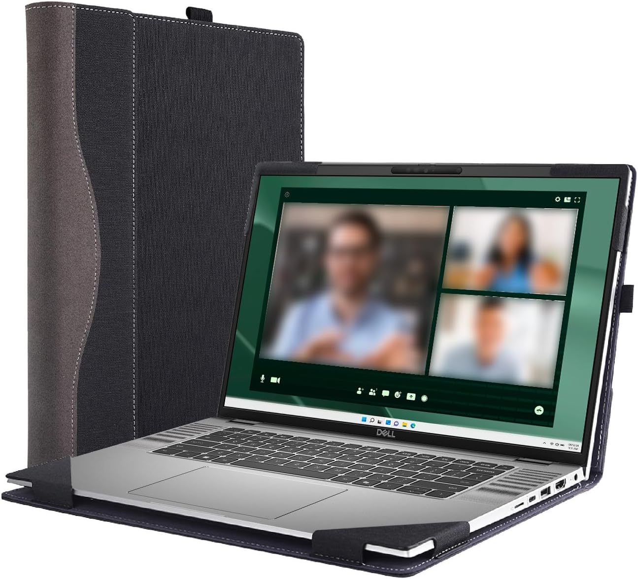 Laptop Case Cover for Dell 16" Latitude 7650 7640 [Not fit Other Models] Detachable Notebook Sleeve Computer Bag PU with Heat Dissipation Hole (Black)