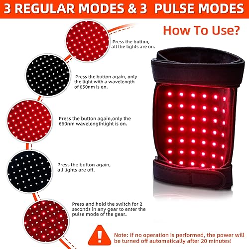 Miniatura 5 de UTK Terapia de luz roja para cuerpo, 162 piezas de luz roja de 660 nm y 54 piezas de 850 nm de luz infrarroja para terapia de codo de rodilla, uso