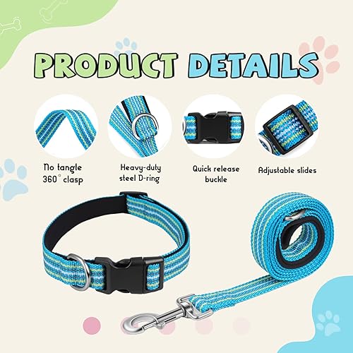 Miniatura 3 de Pawhuggies Juego de collar y correa de poliéster para perros de tamaño mediano, juego de collar y correa de perro con impresión de transferencia,