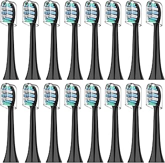 16 Replacement Toothbrush Heads Compatible with Philips Sonicare Toothbrush, 7900 3100 4300 5500 Plaque Defence Brush Head with Densely Clustered Bristles - Standard Sonic Brush Heads - Black