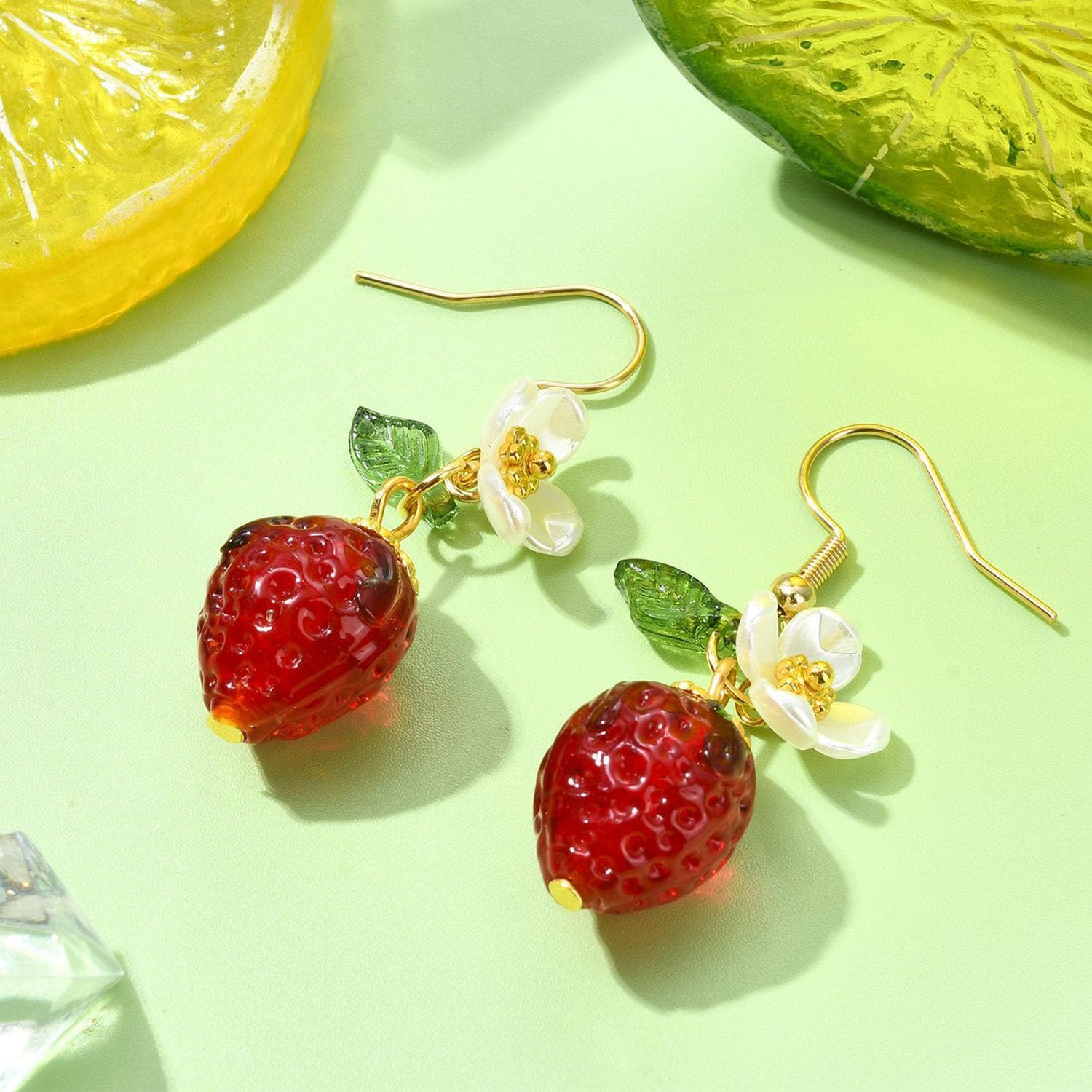 Strawberry Lemon Earrings Simulation 3D Grapes Earrings Acrylic Fruit Drop Dangle Earrings for Women Handmade Charm Jewelry - Image 5