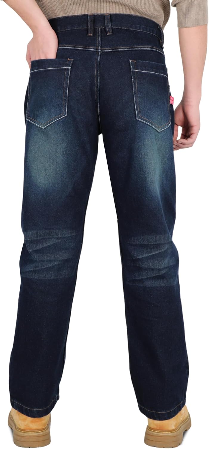 BOCOMAL FR Pants for Men Relax Fit Flame Resistant Jeans 14oz Heavy Duty Washed Work Jeans - Image 7