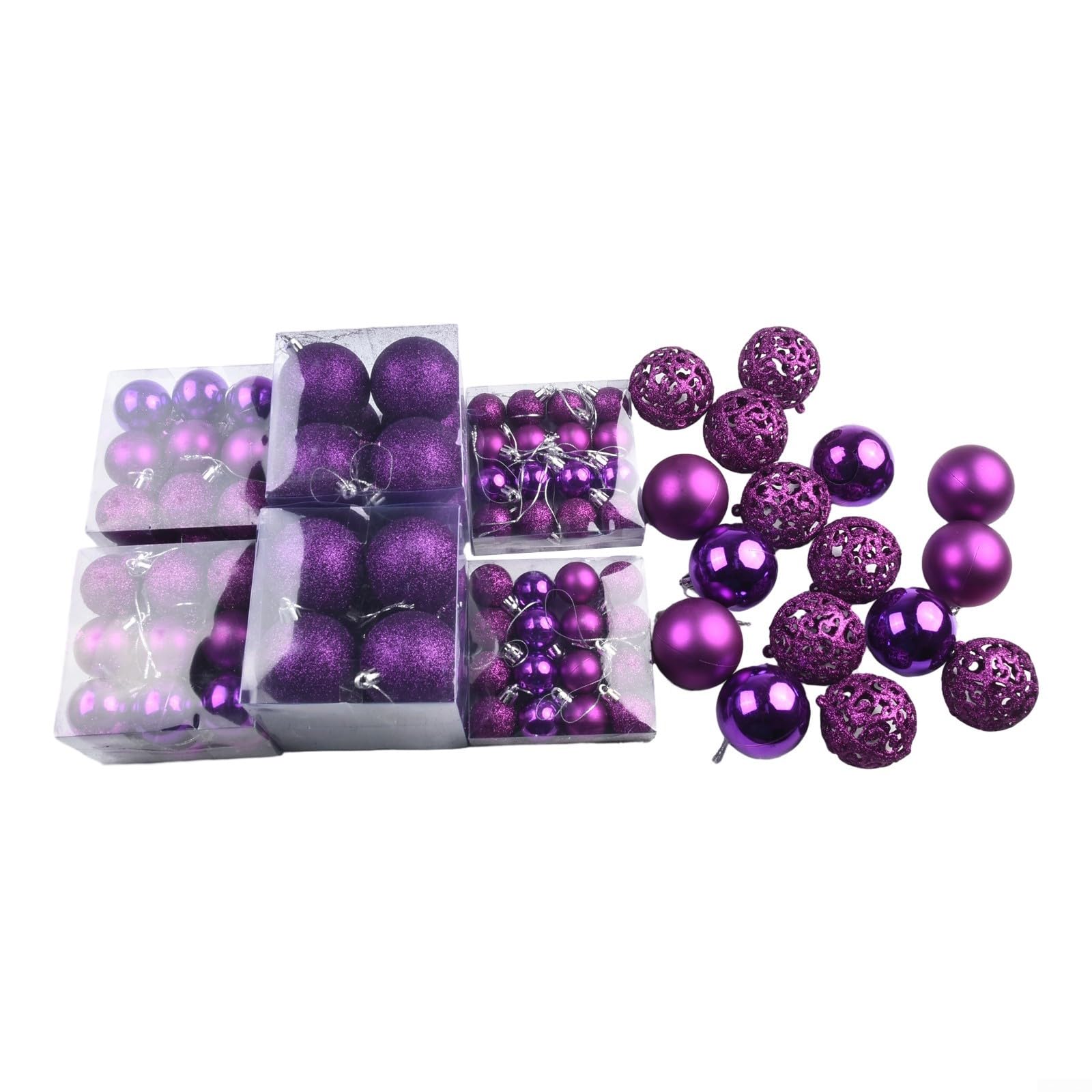 Lot de 100 boules décoratives de Noël incassables et à suspendre pour sapin de Noël (violet)