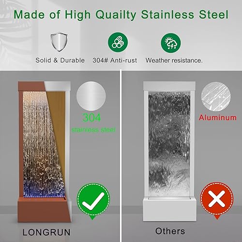 Miniatura 3 de LONGRUN Fuente de cascada para interiores kit de cascada de espejo de 48 pulgadas fuentes de pie para decoración del hogar jardín función de agua