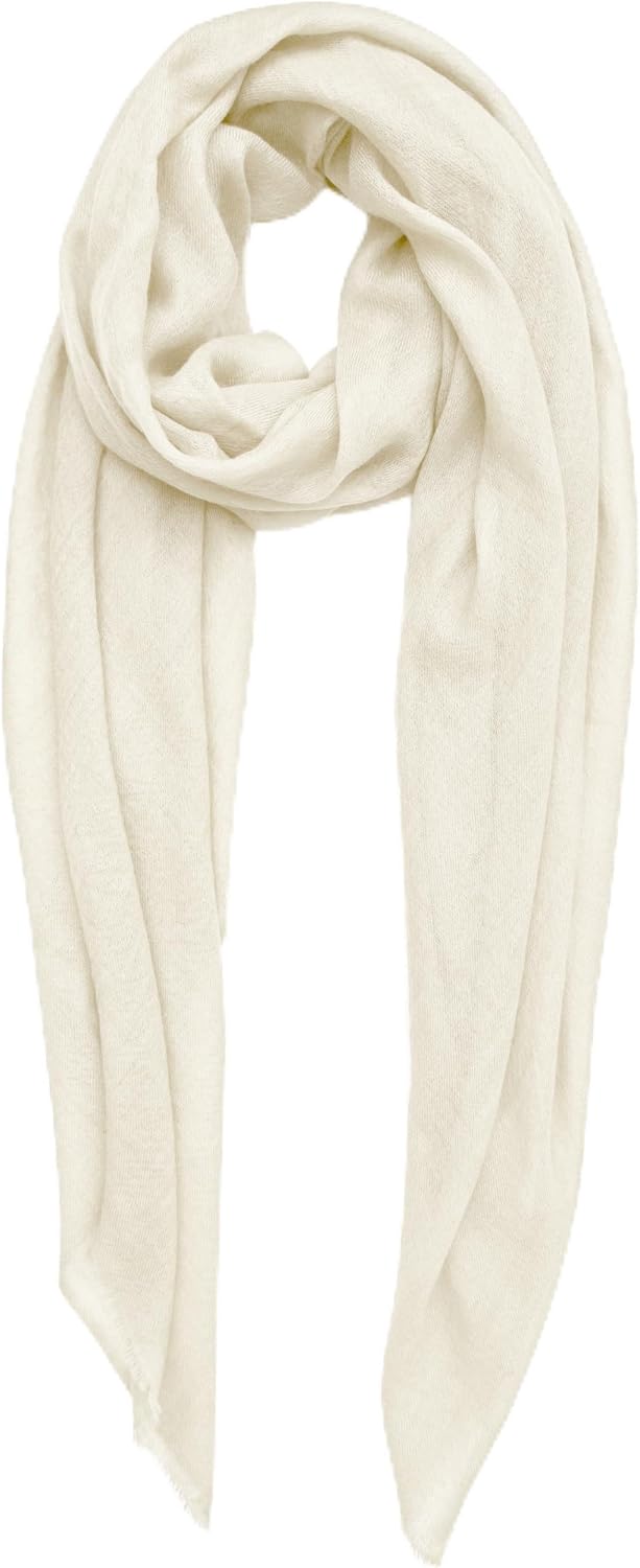 100% Cashmere Scarf Made in Kashmir (Gift Box) Large Warm Pashmina Women Men Winter Raw Ivory