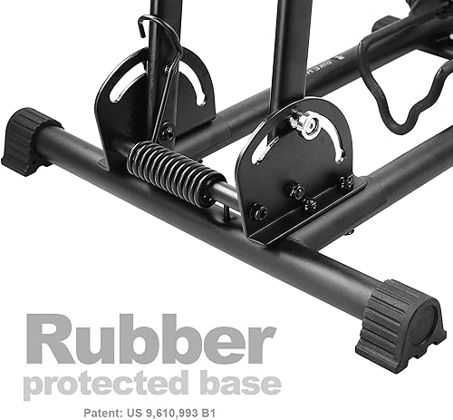 Vista 13 de CyclingDeal Bike Stand Floor Parking Bike Rack - for MTB & Road Bike Storage - up to 2.4" Tire Width - Bike Rack Garage Foldable Bike Storage Rack