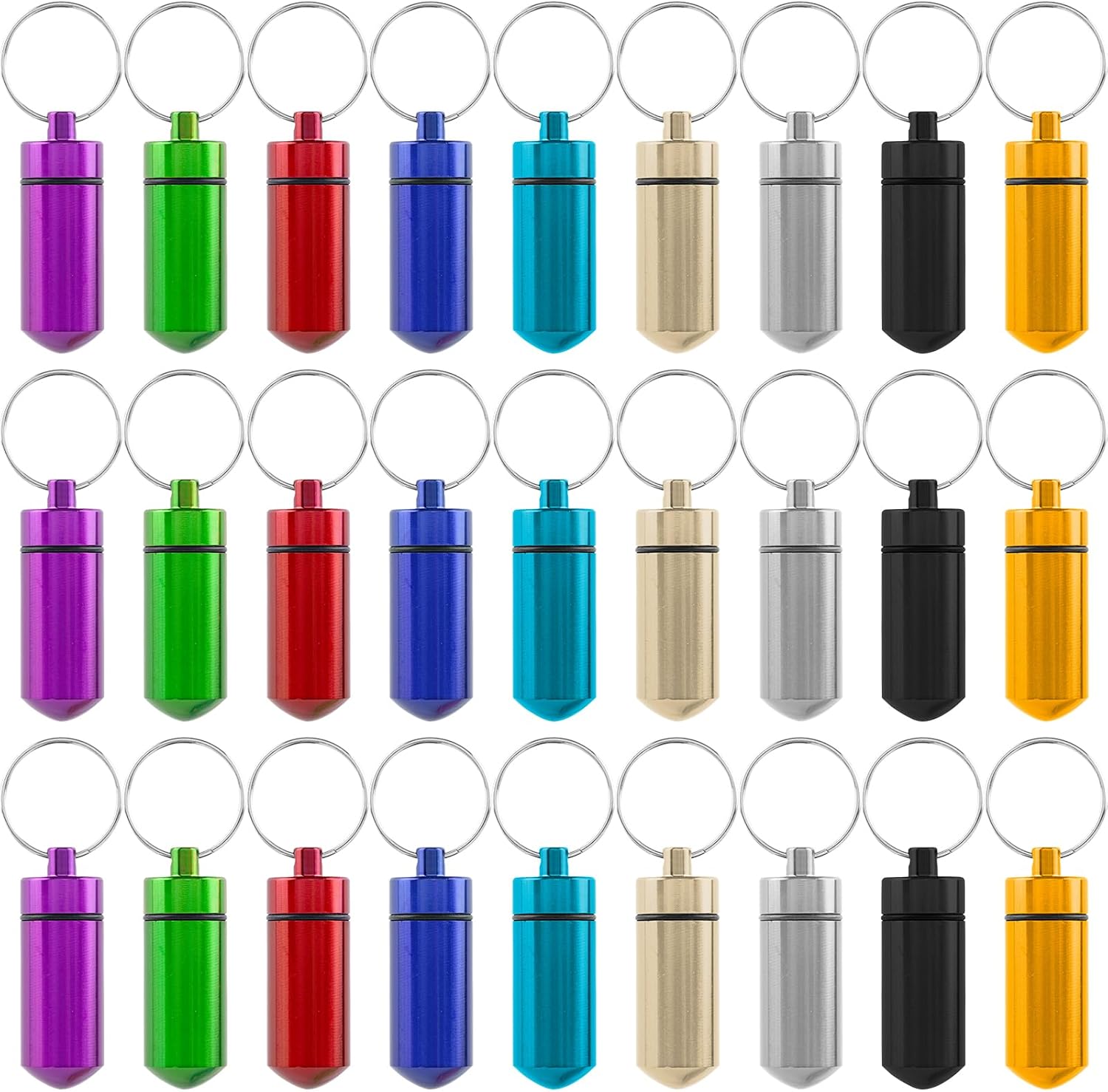 AUEAR, Mini Pill Box Keychain Waterproof Aluminum Geocaching Container Tube for Outdoor Camping Travel