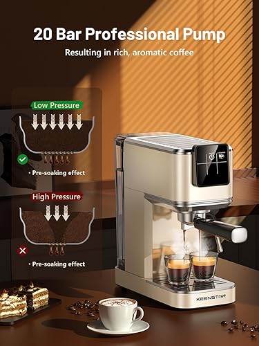 Miniatura 2 de KEENSTAR Máquina de café expreso de 20 bar con infusión rápida en frío, máquina de café caliente y helado, cafetera espresso con espumador de leche,