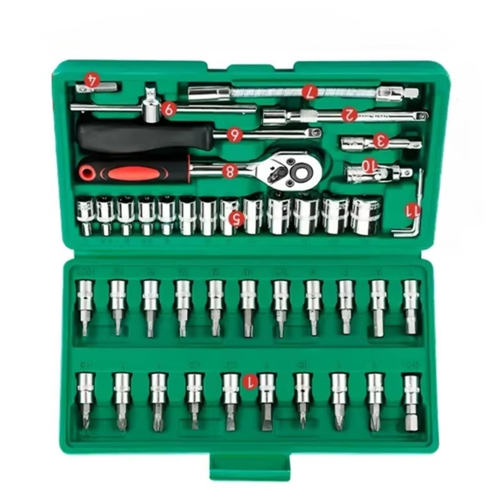 YNIYUJKL 46 Piece Ratchet Wrench Set 1/4 Drive Tool Kit With Screwdrivers Hand Tools For Automotive Repair Portable Ratchet Set