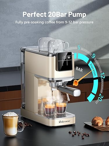 Miniatura 2 de Máquina de café expreso, 20 bares, espumador de leche y panel LCD, máquina de café caliente y helado, máquina de café espresso de acero inoxidable