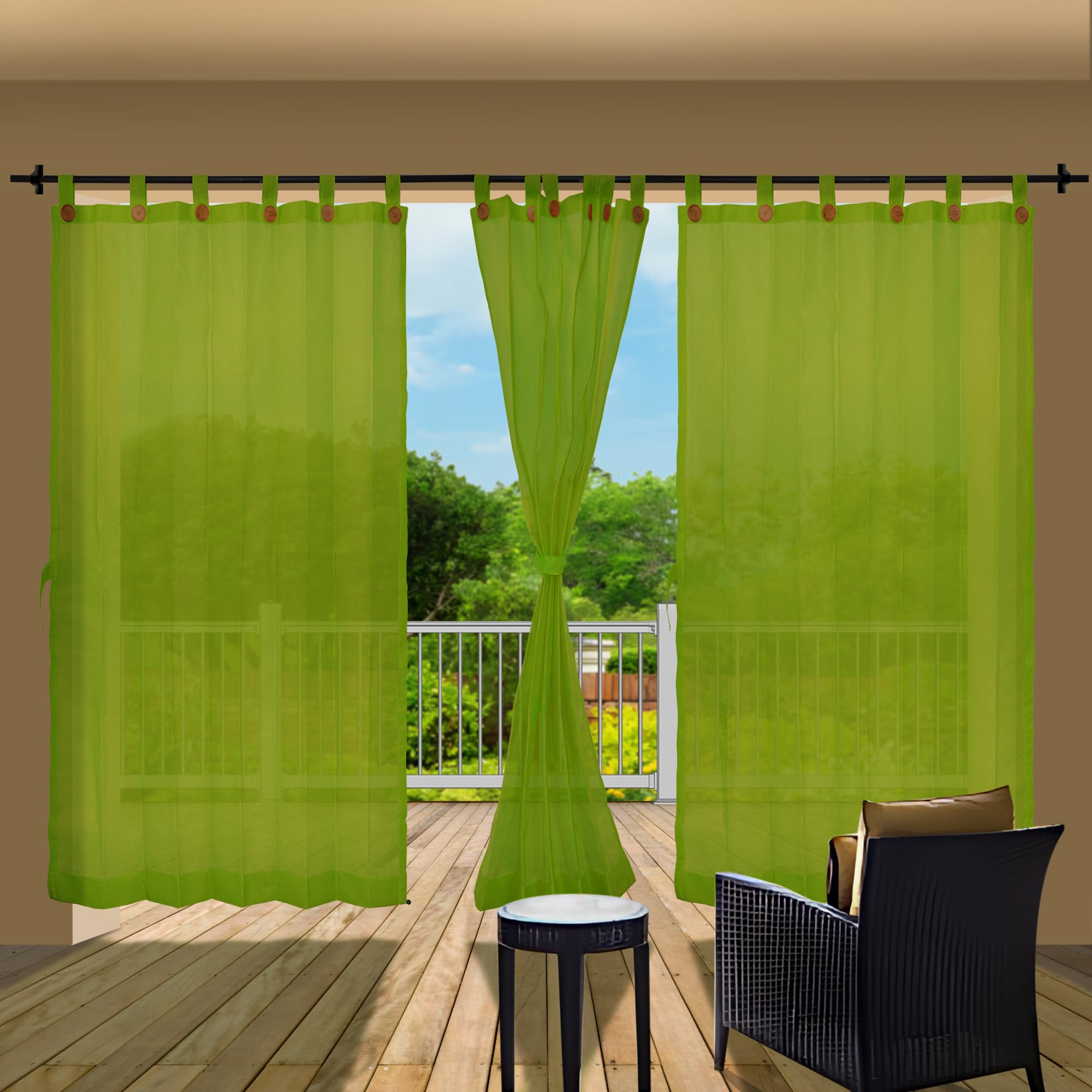 HIPPO 180 GSM HDPE Outdoor Loop Curtain for Balcony & Patio Sun Blocking, UV Protection & Light-Filtering Curtains(Lime-Grass- 4.5FTX4.5FT) Pack of 2-image-11