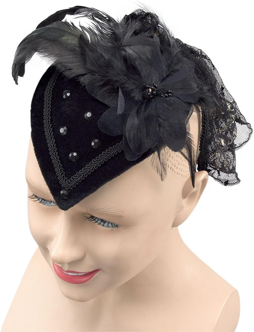 Bristol Novelty Fascinator Cocktail HAT with Black Feathers
