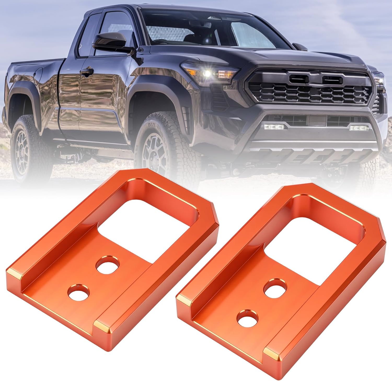 Tow Hooks Fit for Tacoma 2024-2026/4Runner 2025-2026/Land Cruiser 250 2024-2025, Accessories Front Car Tow Hooks Compatible with Toyota Tacoma/4Runner,Direct Bolt-on Replacement(Orange)