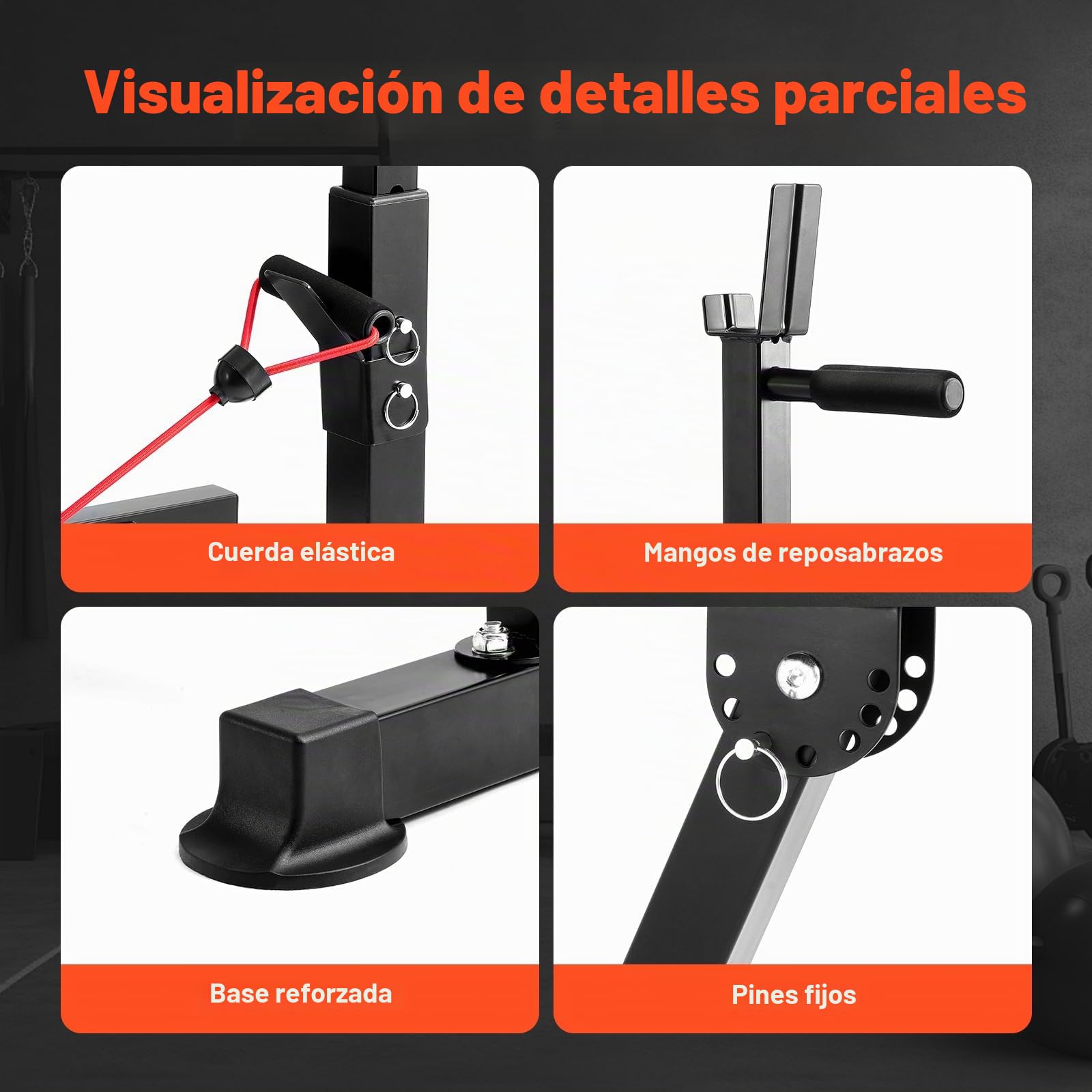 VEVOR Banco de Pesas 6 en 1 Banco de Ejercicios para Abdominales para Entrenamiento de Fuerza en el Gimnasio en Casa, 272 kg Banco Plano Inclinado y Declinado de Plegado Rápido, 1400 x 840 x 1170 mm