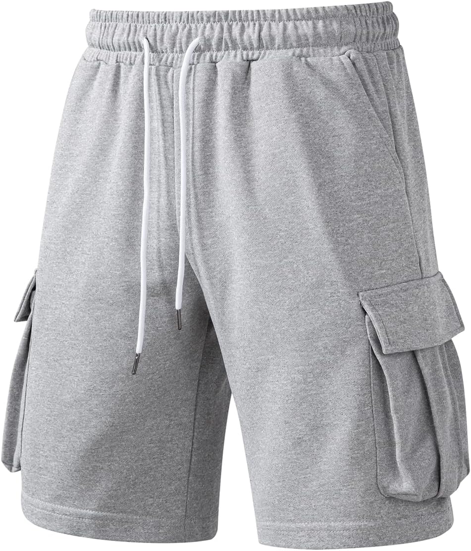 A WATERWANG Men's Cargo Sweat Shorts Casual Drawstring Elastic Waist Athletic Workout Gym Jogger Shorts with 5 Pockets - Image 7
