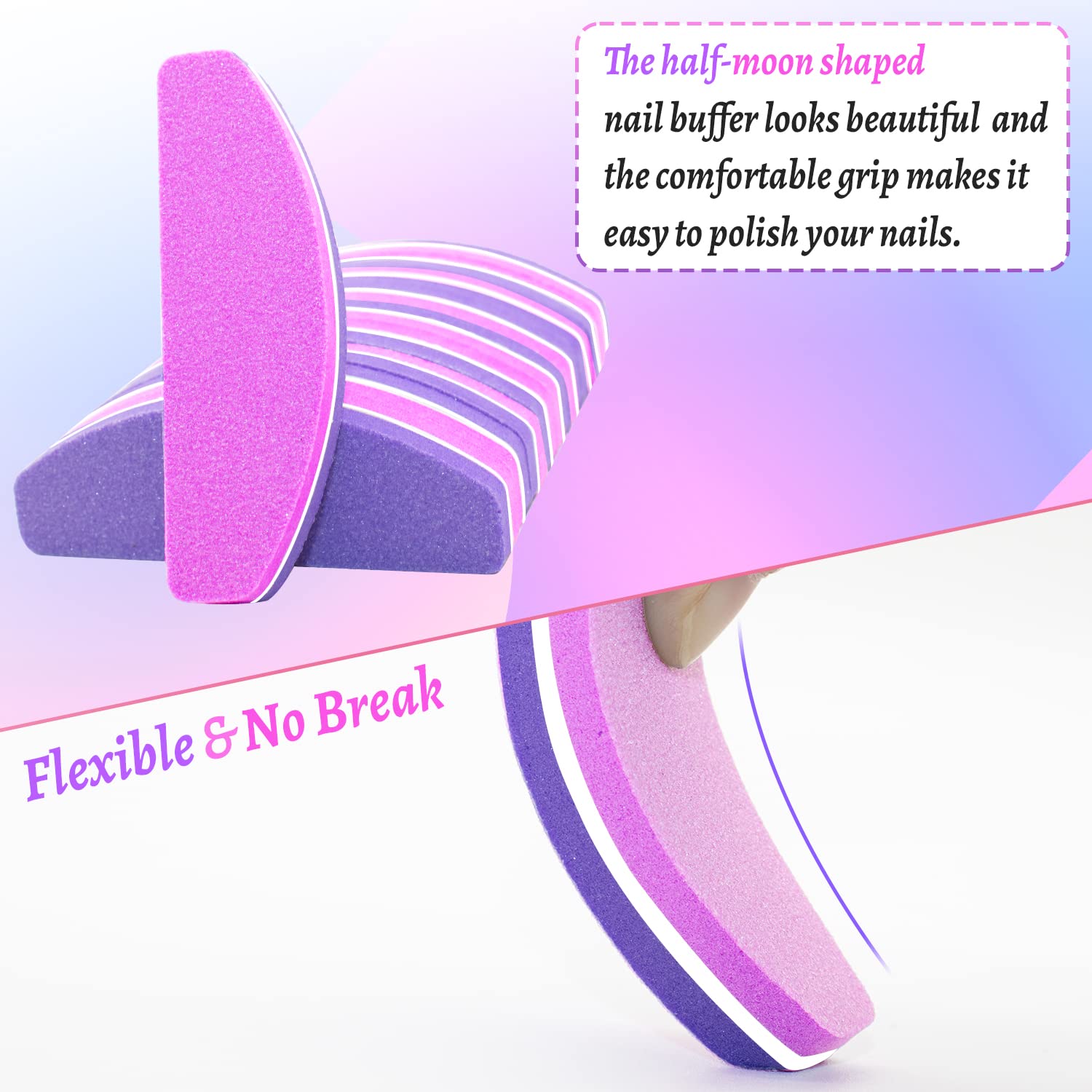 20 Pezzi Buffer Unghie Professionale, Buffer Blocco per Unghie in Gel Acrilico Naturale, 100/180 Buffer per Levigatura per Smalto in Spugna a Doppia Faccia (Rosa & Viola)
