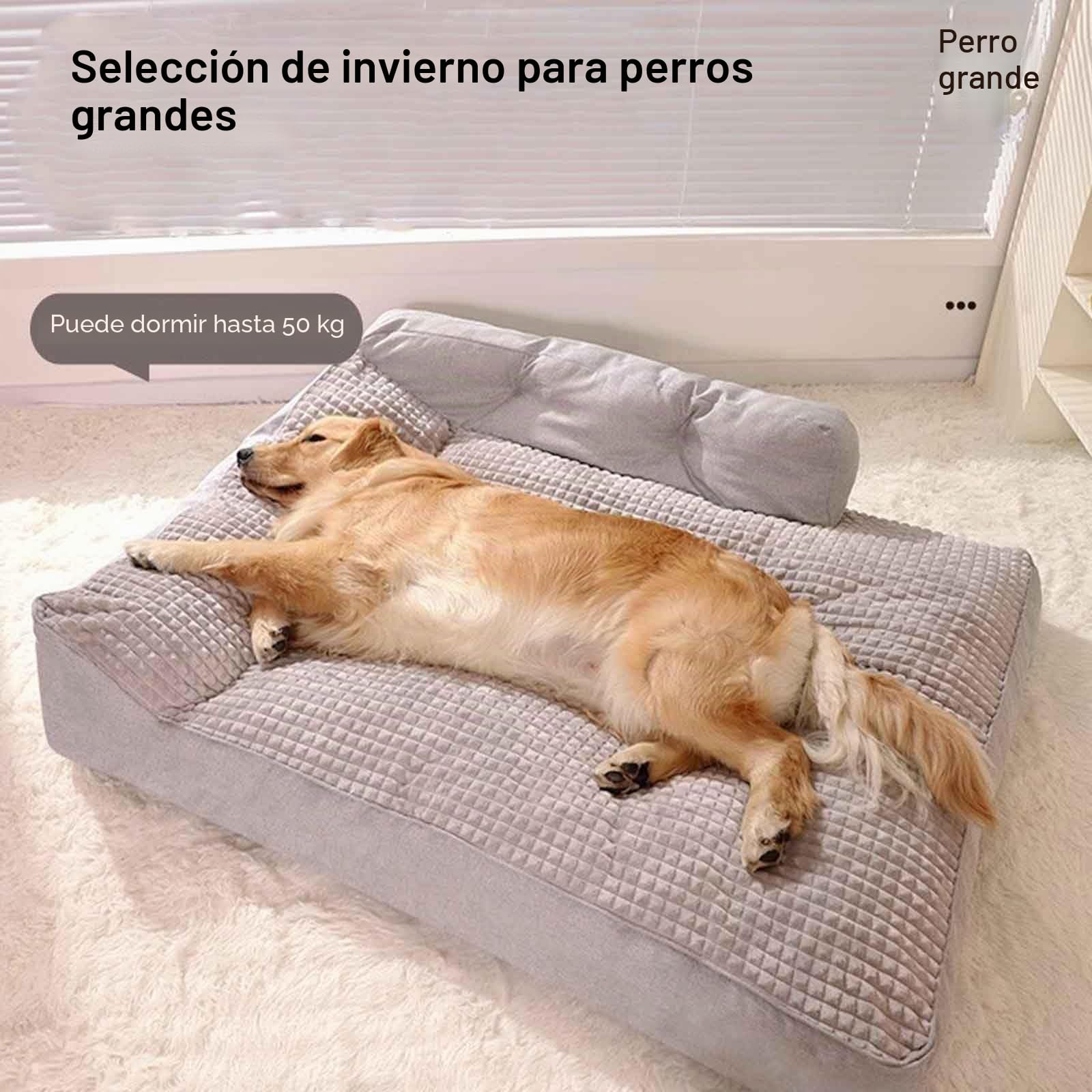 Cama Perro Grande, Sofá para Perros Acogedor y Lavable, Antideslizante, Desmontable, Bordes Elevados, Gris, XXL
