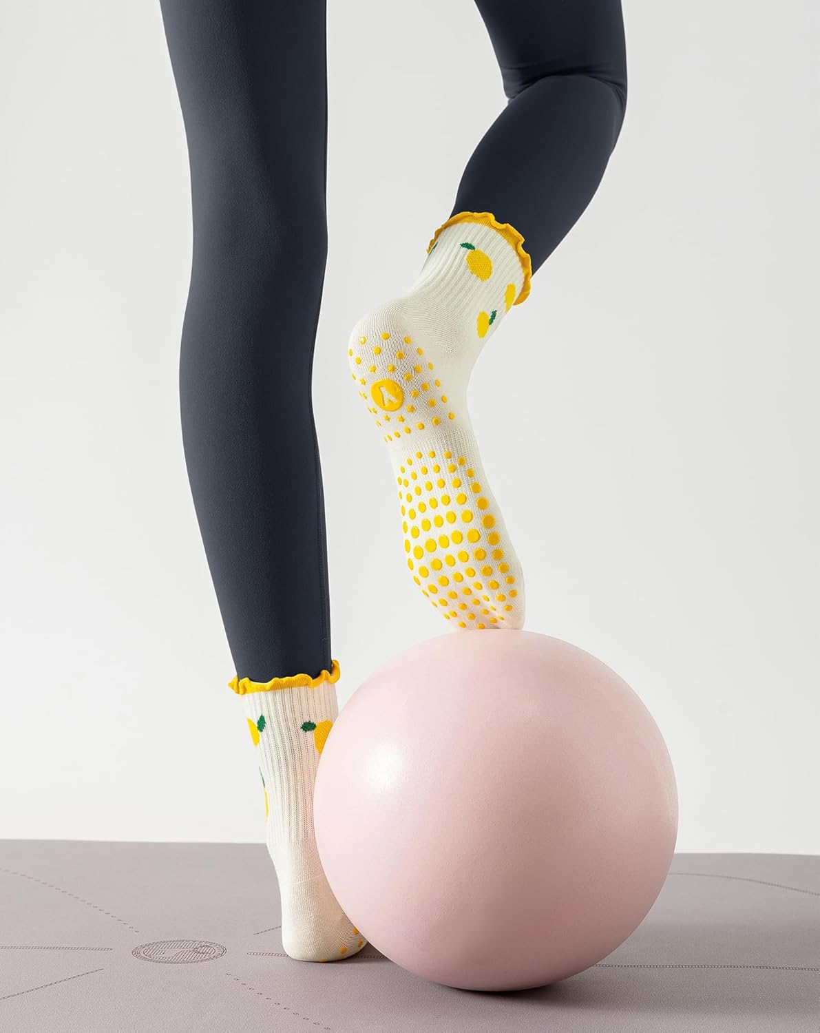 Yawlsow Pilates Grip Socks for Women Yoga Grippy Socks Cute Barre Non Skid Athletic Crew Sticky Sock Workout Hospital - Image 6