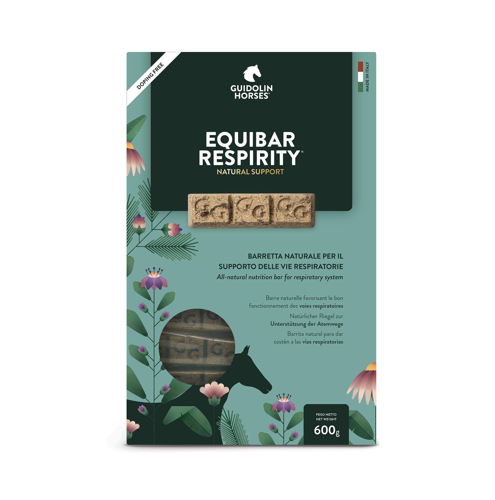 Guidolin Horses Equibar Respirity Barretta Funzionale per il Supporto dell'Apparato Respiratorio del Cavallo 100% Naturale Doping Free 600g per Cavalli