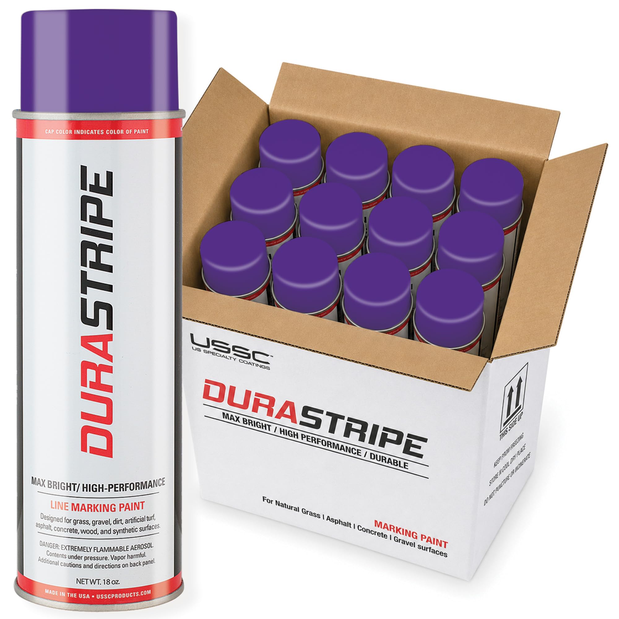 Athletic Field Marking Paint - (CASE) 12/18 Ounce Cans. The Most durable line marking paint available! Several colors to choose from. (Royal Purple)
