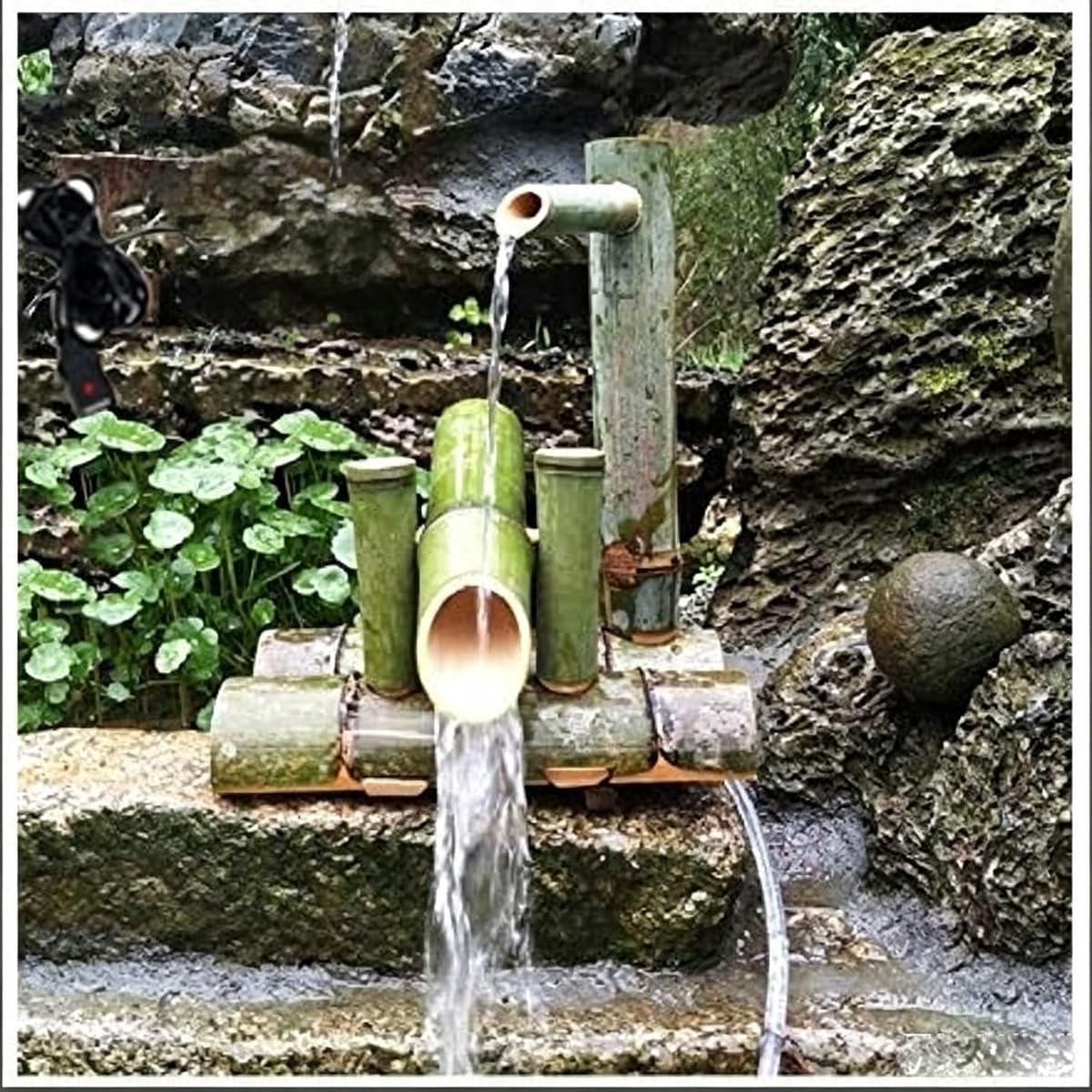 Fontaine à Eau Solaire en Bambou pour Jardin Extérieur, Fontaine Cascade, Fontaine Zen pour Bassin et Décoration Japonaise
