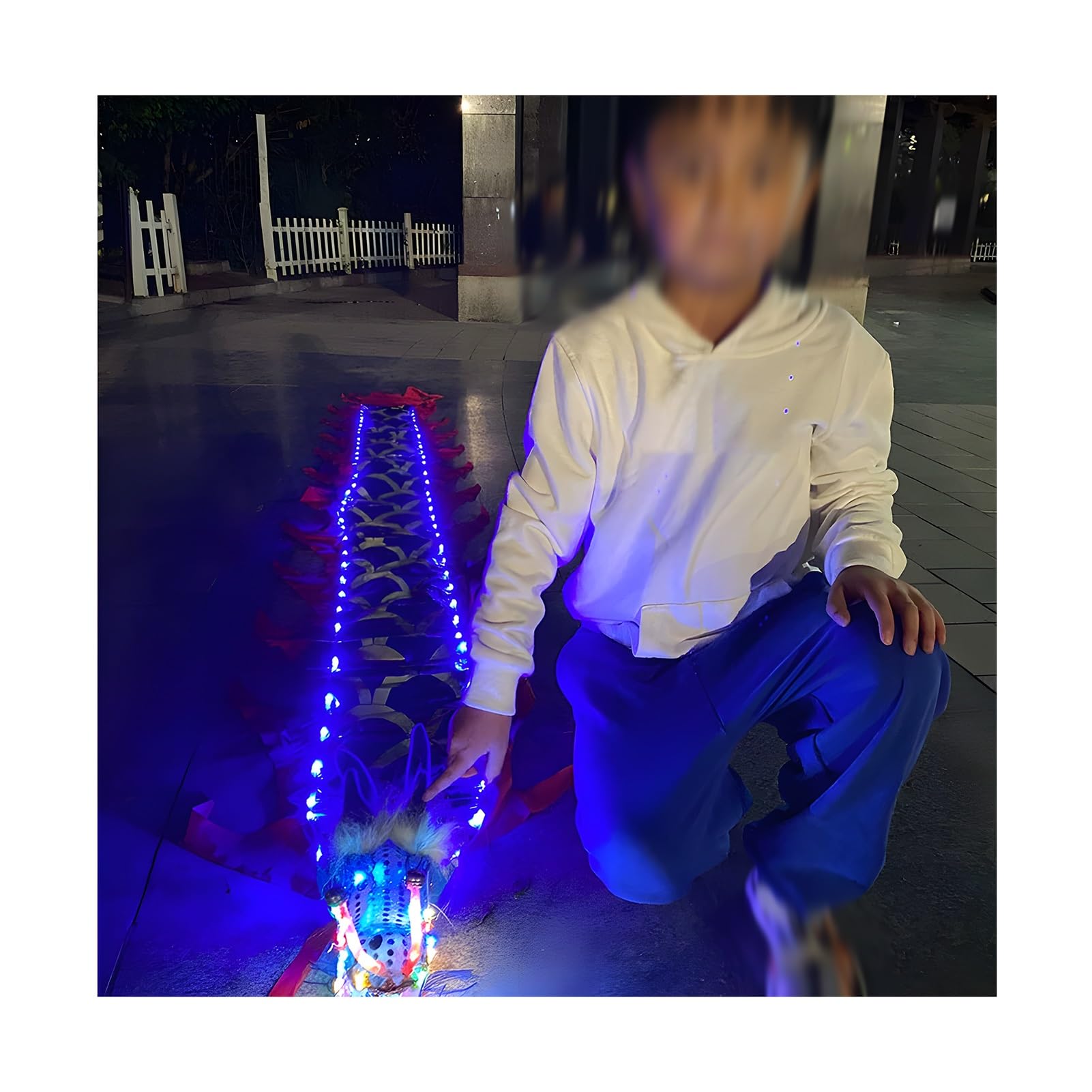 drachentanzband Drachenband-Poi Mit LED, Leuchtendes Drachentanzband, Drachen-Poi Für Chinesische Feste, Feier-Tanzpartys(Blue,16.4ft)