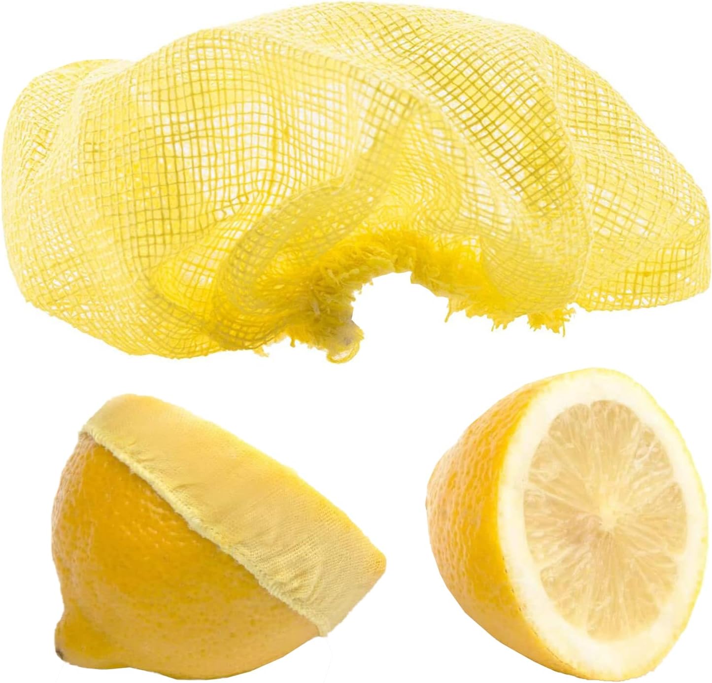 Lemon Wedge Wraps 2" Size. (25 Pack) Classic Stretch Wraps Restaurant Grade Nets for Halves or Wedges, Yellow