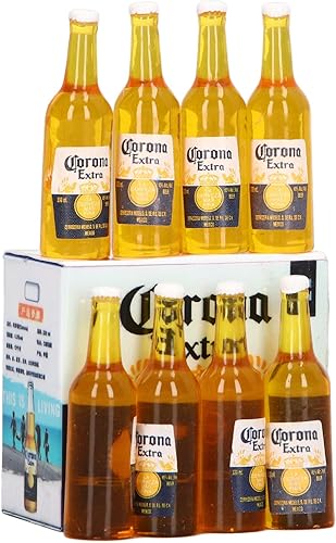 Miniatura 6 de Botellas de cerveza en miniatura, material plástico, multiusos, exquisita mano de obra, 8 piezas, accesorios para casa de muñecas, detalles vívidos