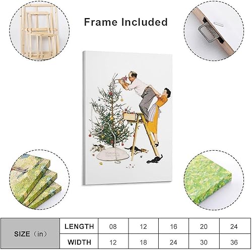 Miniatura 2 de Norman Rockwell - Póster artístico de pared con diseño de Navidad recortando el árbol, póster de lienzo estético para habitación, decoración moderna