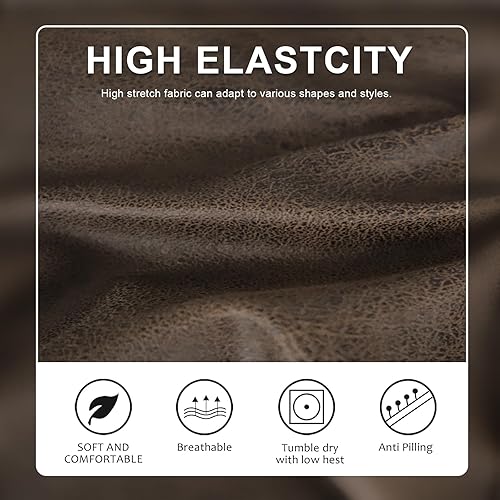 Miniatura 3 de molasofa Fundas de cojín tipo cuero para sofá, juego de fundas protectoras de muebles para sillón seccional, sofá biplaza de tela de elastano