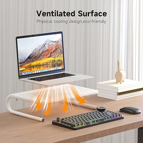 Miniatura 9 de suptek Soporte elevador para monitor para computadora, laptop, impresora, cuaderno y todas las pantallas planas con plataforma de metal ventilada y