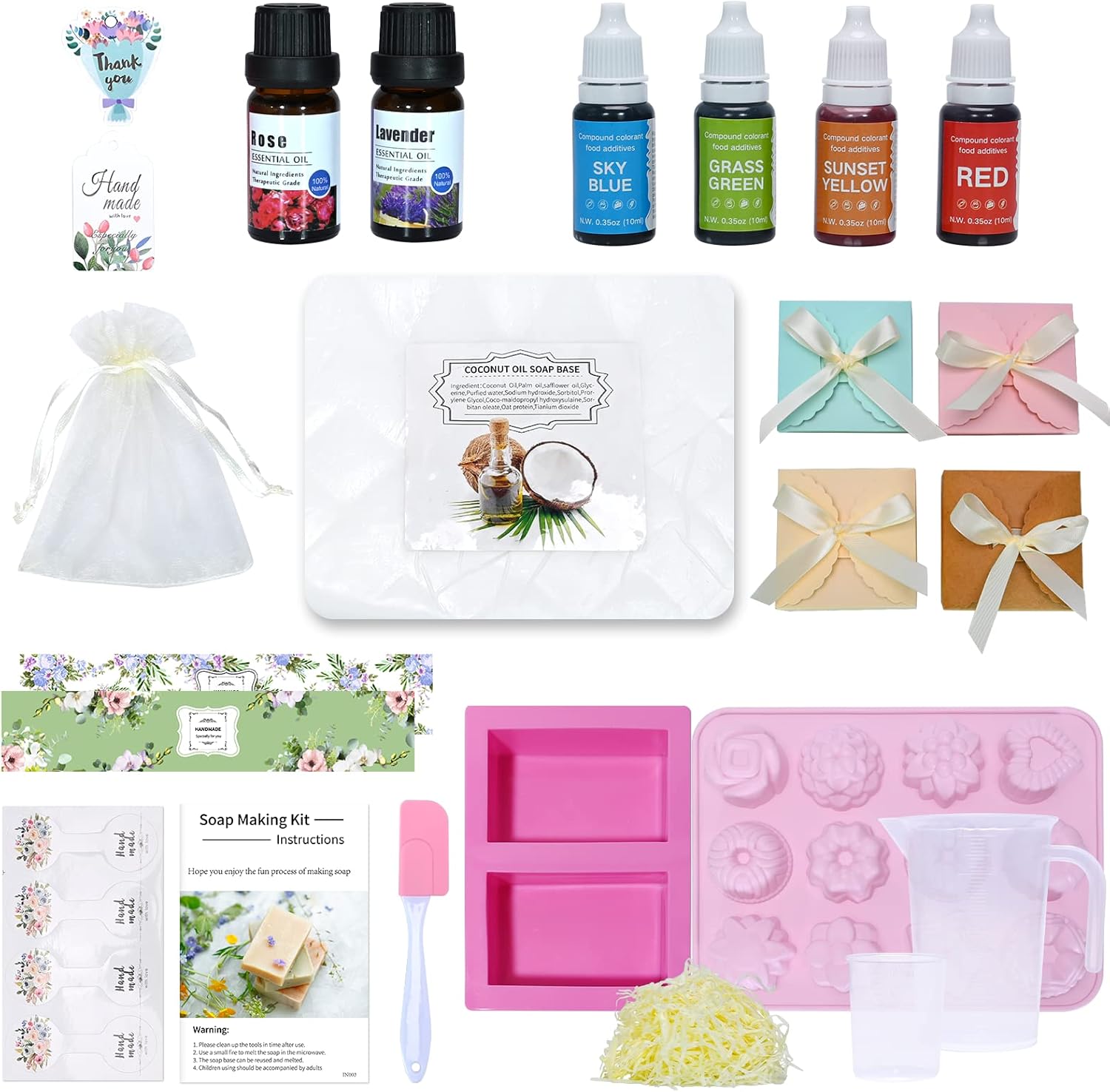 Soap Making Kit for Beginner with 1.1 lb Soap Base, DIY