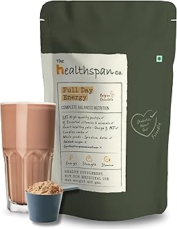 The Healthspan Co. Energy Dense Nutrition Mix | Health Drink For Adults | 100% Plant Based | Rich in Fiber & Protein | MCT for Sustained Energy | For Men & Women | 400gm | Belgian Chocolate