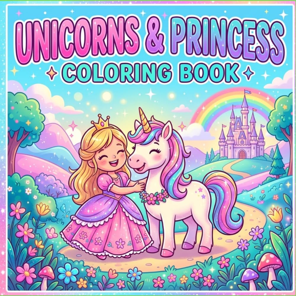 Unicorns & Princess Coloring Book for Kids: Fun & Easy Magical Coloring Pages for Kids Ages 3–6