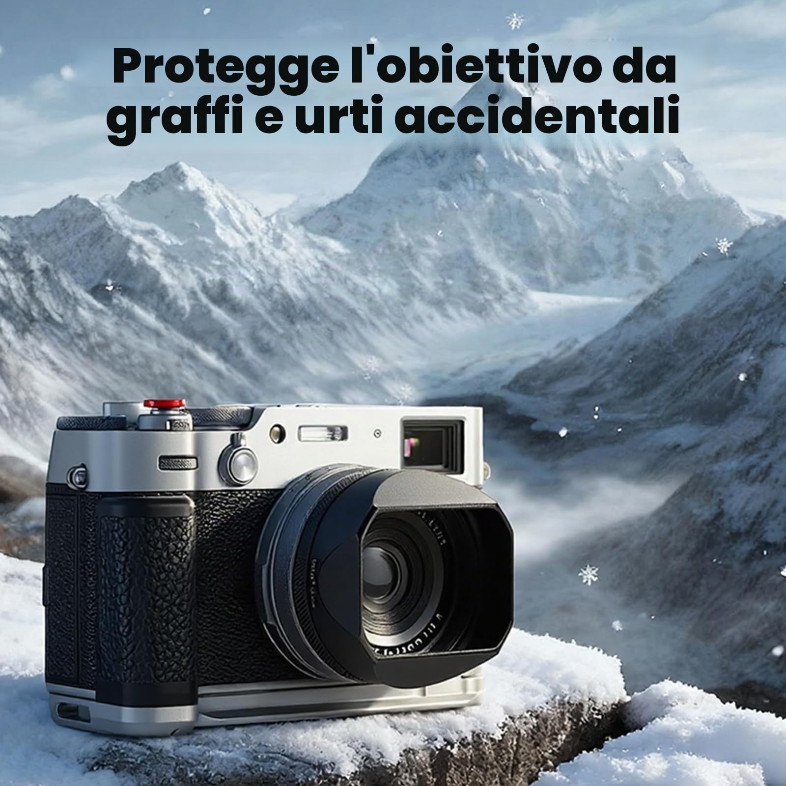 Haoge LH-X54B - Paraluce quadrato in metallo con anello adattatore da 49 mm, per fotocamera Fujifilm Fuji X100V, colore: Nero