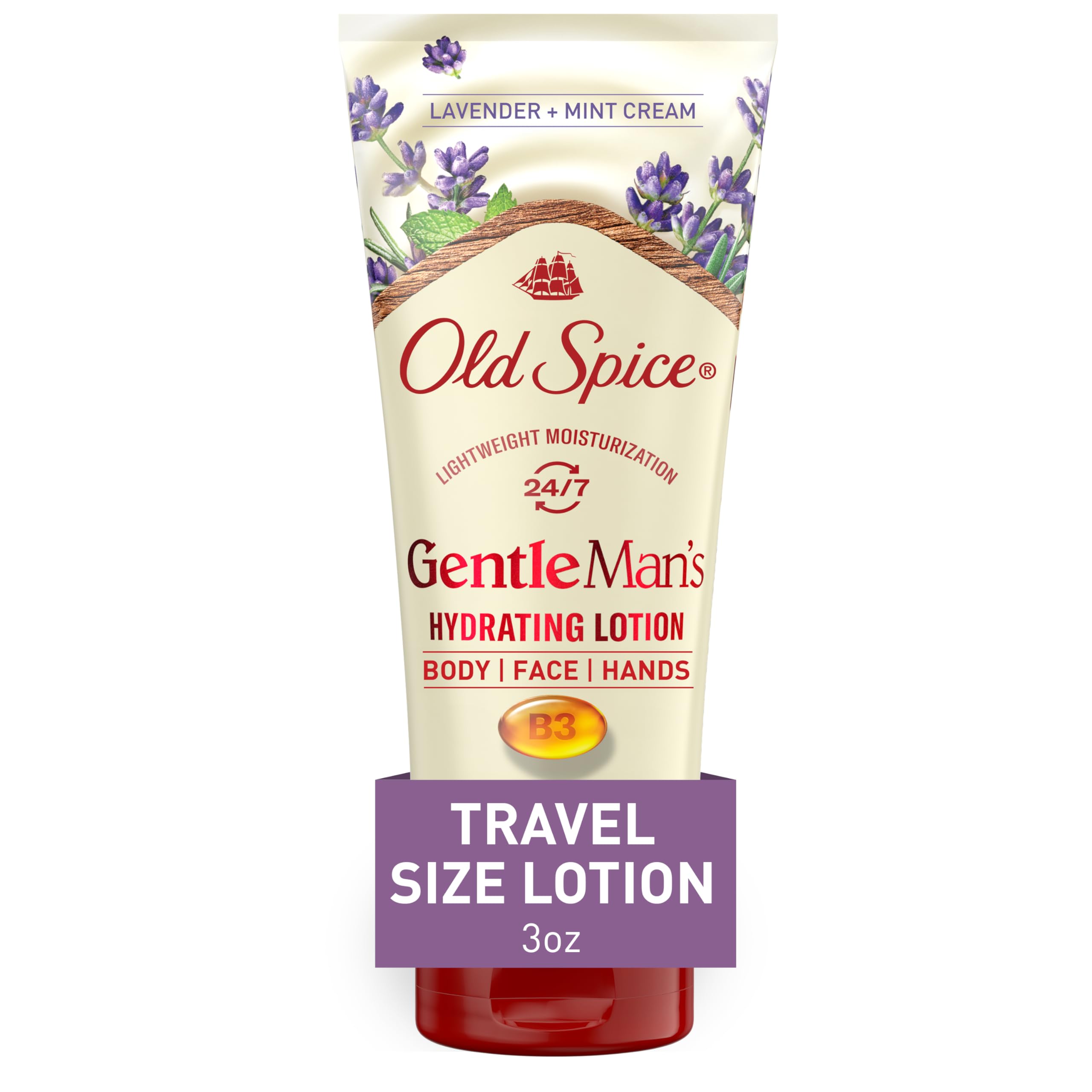 Old Spice Body Lotion for all skin types Travel Size 24 7 Lightweight Moisturization with Vitamin B3 for