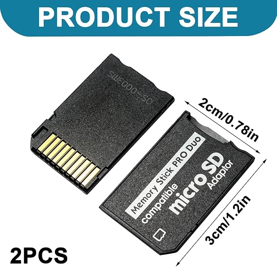 2Pcs Memory Stick Pro Duo Adapter, Psp Memory Card