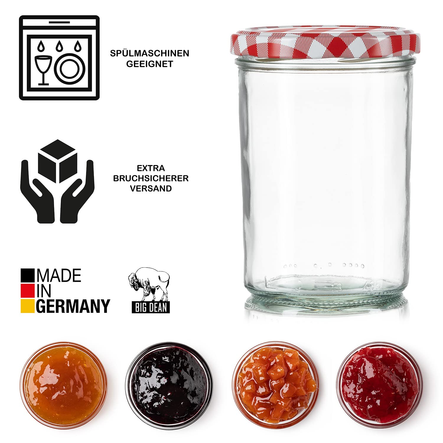 BigDean 108 Sturzgläser 435ml Einmachgläser mit Deckel Schraubgläser TO82