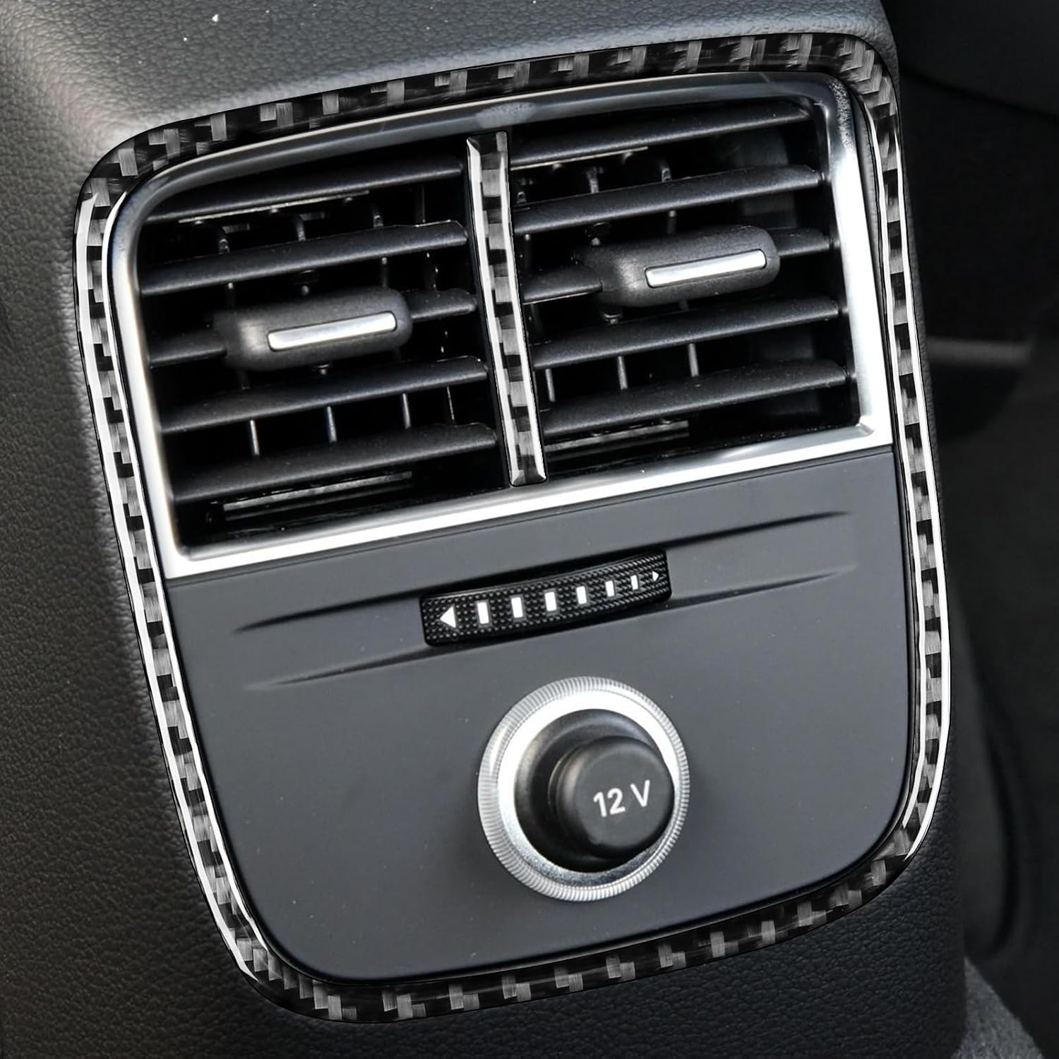 Real Premium Carbon Fiber Sticker Compatible with Audi A3 S3 RS3 8V 2013 2014 2015 2016 2017 2018 2019 Car Rear Center Console air Conditioning Vents Decor Frame Auto Interior Accessories Black
