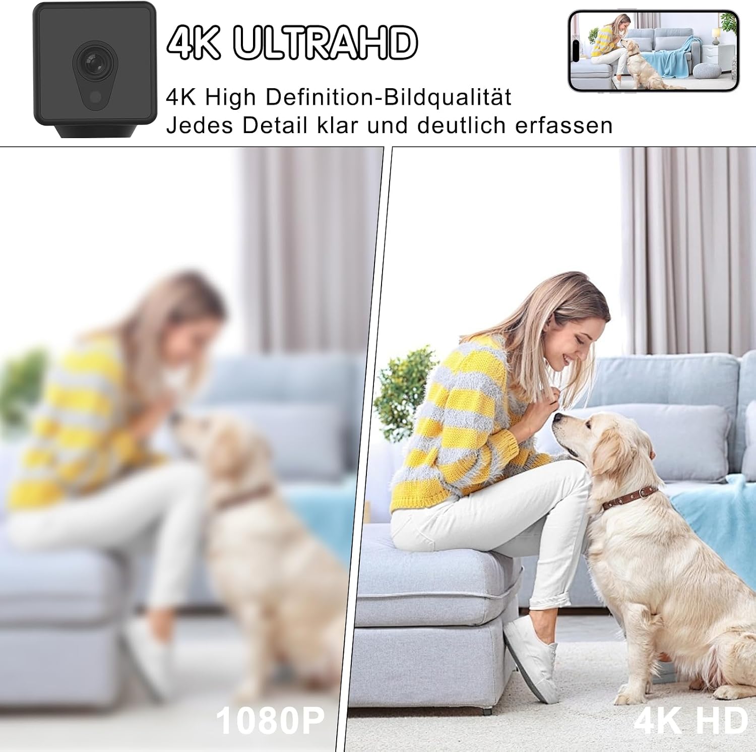 4K Mini Überwachungskamera WLAN Nachtsicht 8