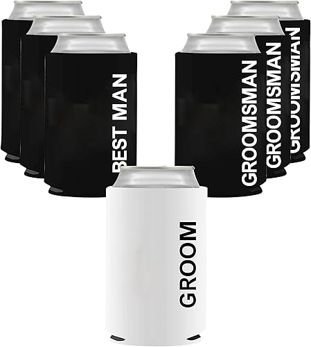 Miniatura 10 de LADY & HOME - Juego de 7 enfriadores de botellas para despedida de soltero, funda para botella de cerveza para novio y padrino, soporte para latas