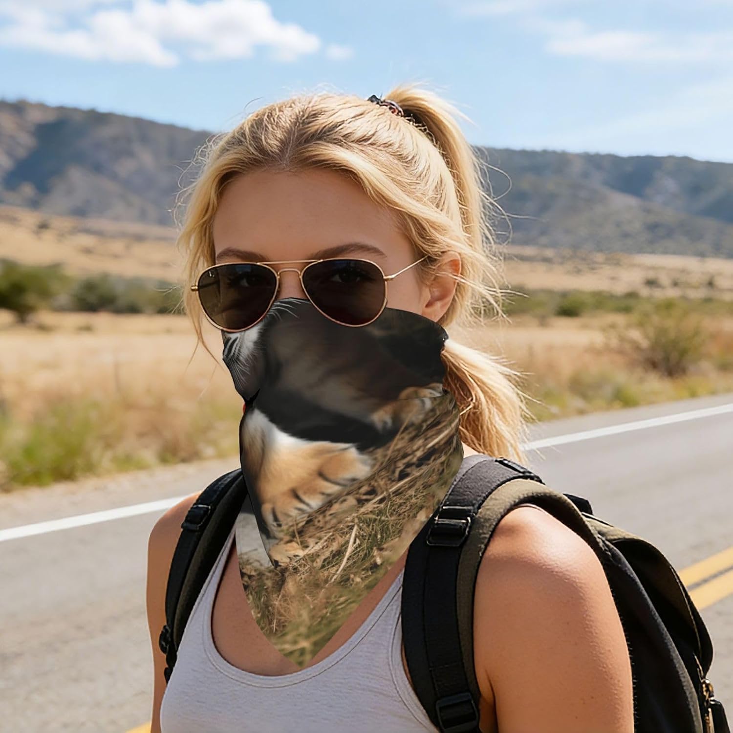 Cooling Bandanas for Men Women Square Hair Scarf 22" x 22" Novelty Headband Siberian Tiger Cubs Neckerchief