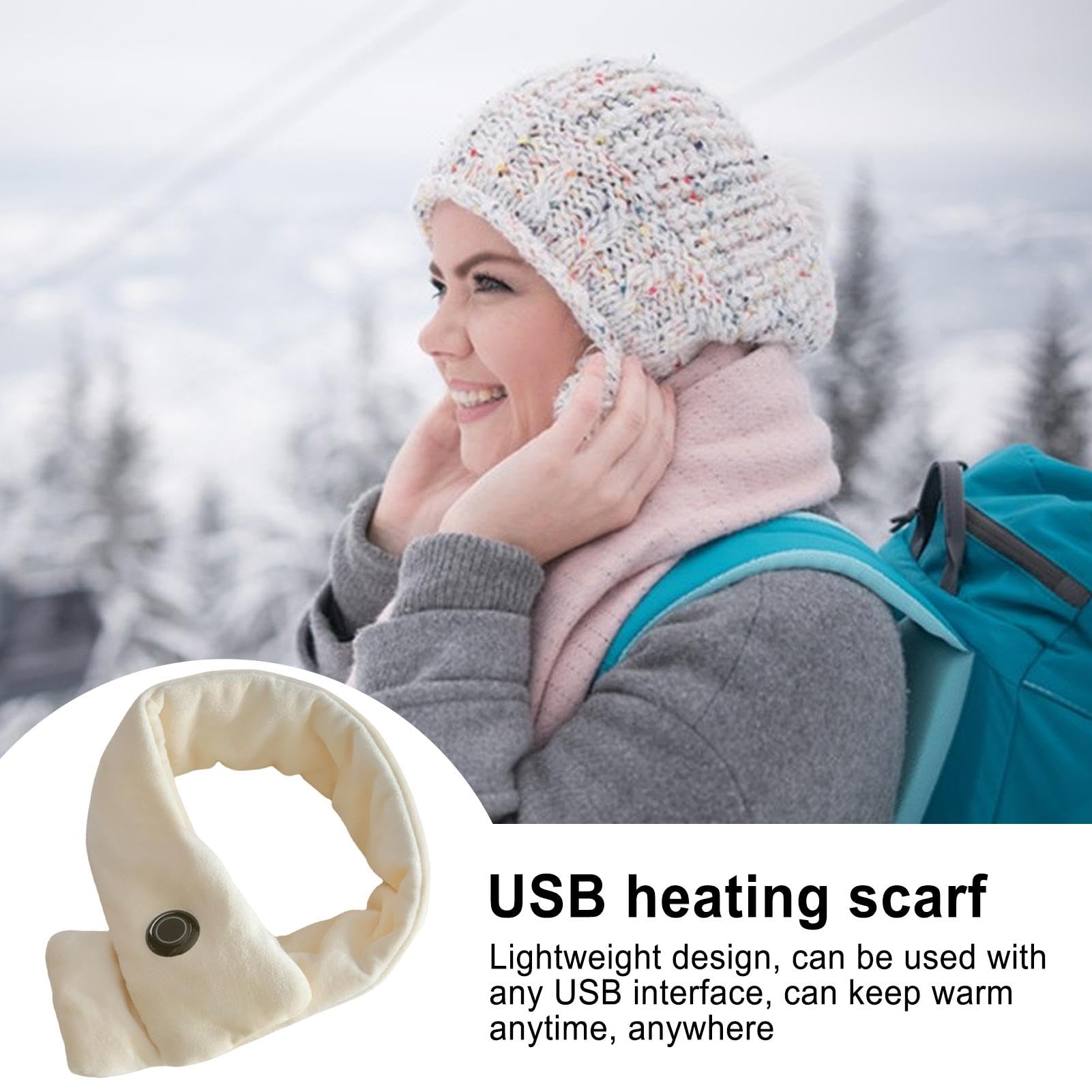 Sciarpa riscaldata ricaricabile, sciarpa riscaldata tramite USB, Scaldacollo con sciarpa riscaldante USB, Scaldacollo elettrico portatile riscaldato con 3 livelli di riscaldamento regolabili per la st
