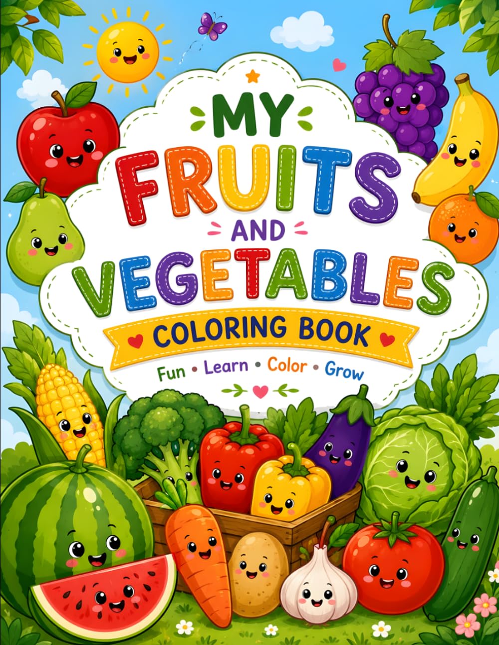 My fruits and vegetables coloring book
