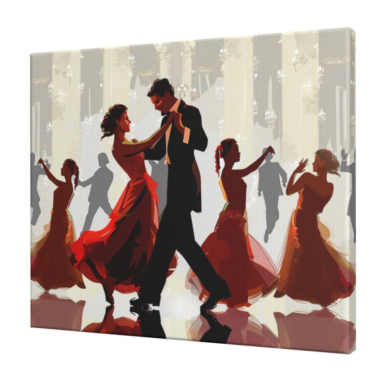 YKLJG Ballroom Dance Printed Wall Art Canvas Prints 60x50 CM Wooden Framed Picture Painting Artwork for Bedroom Kitchen Home Office Decor