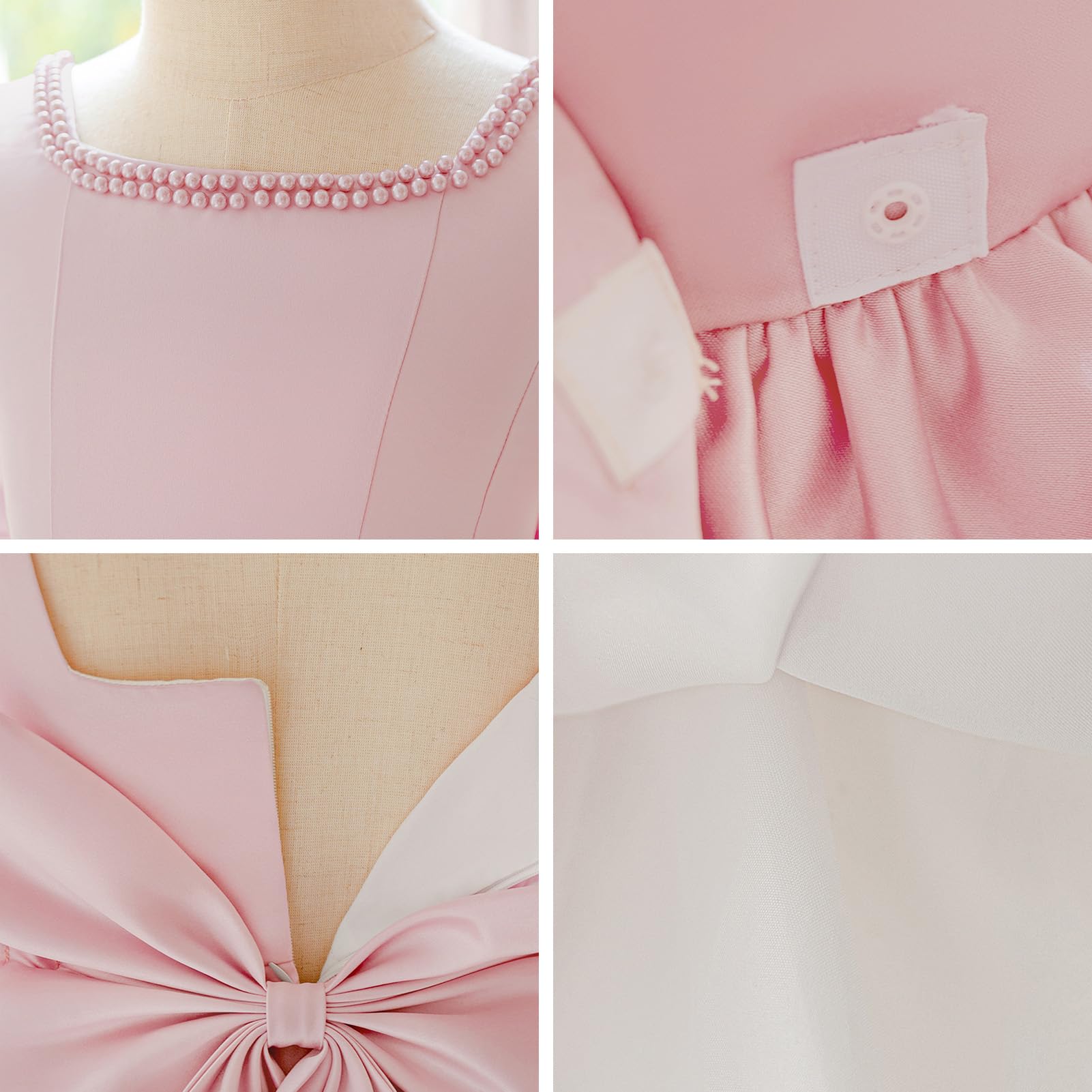IBAKOM Blumenmädchenkleid Mädchen Elegant: Ärmellos Satinkleid Ballkleid für Kinder 4-8 Jahre - Festlich Prinzessinkleid für Hochzeit Geburtstag Party