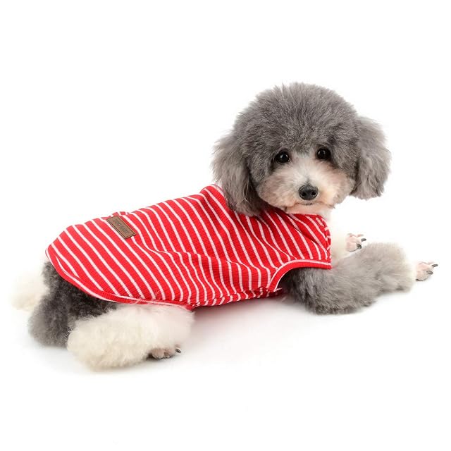 Foto 8 de 8 de Zunea Camisa para Perros Pequeños Gatos Camisas de Rayas para Mascotas Chaleco Fresco de Verano Cachorros…