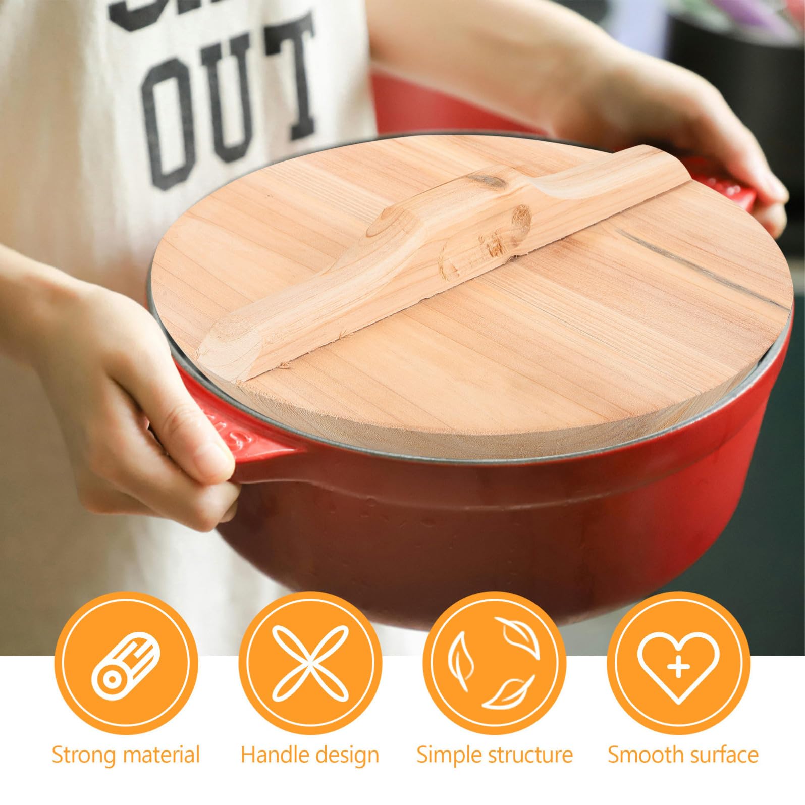 Alasum Coperchio in Legno per Pentola e Wok, Mantiene Sapore Naturale e Trattiene Vapore, Accessorio Cucina Leggero e Resistente per Uso Domestico e Professionale