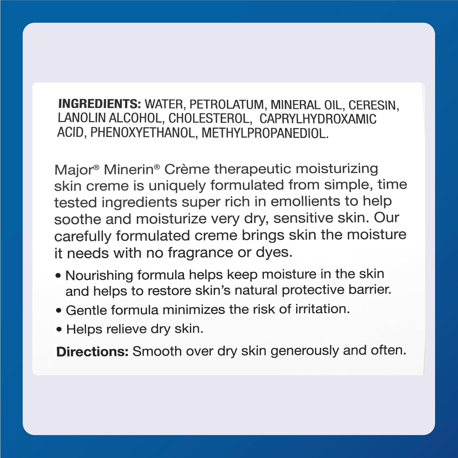 MAJOR Therapeutic Moisturizing Minerin Créme - Body Cream Moisturizer for Dry Skin - Fragrance-Free - 16 Oz. (5 Pack)